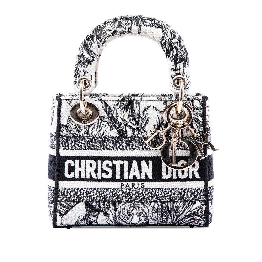 Pre-Loved Dior Mini Embroidered Canvas Toile De Jouy Lady D Lite